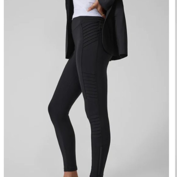 New with tags Athleta Delancey Moto Tight Color: Black SMALL Pocket legging - Picture 4 of 8